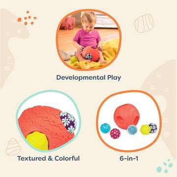 B. toys - Sensory Baby Toys Set with Textured Balls - 6-Piece Development Set Including Large Ball & 5 Small Balls with Different Textures - Educational Tactile Toys for Motor Skills, 6 Months+