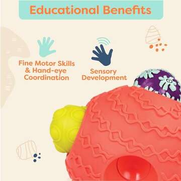 B. toys - Sensory Baby Toys Set with Textured Balls - 6-Piece Development Set Including Large Ball & 5 Small Balls with Different Textures - Educational Tactile Toys for Motor Skills, 6 Months+