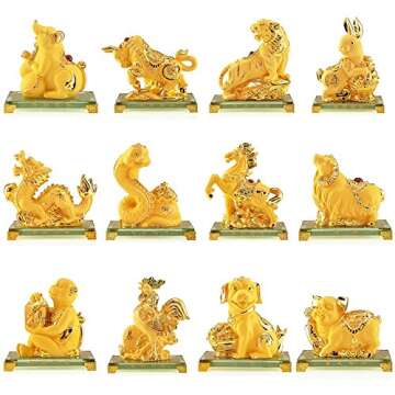 BOYULL 2024 Chinese Zodiac Dragon Year Large Size Golden Resin Collectible Figurines Table Decor Statue