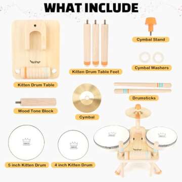 Montessori Musical Instruments Drum Set for Toddlers