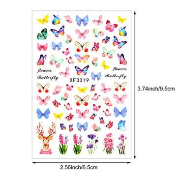 24 Sheets Colorful Butterfly Nail Stickers for Easy Art