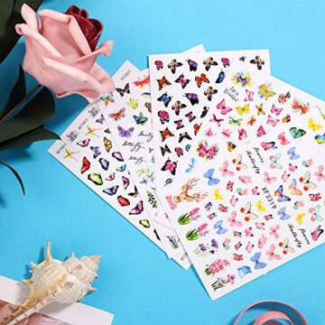 24 Sheets Colorful Butterfly Nail Stickers for Easy Art