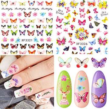 24 Sheets Colorful Butterfly Nail Stickers for Easy Art