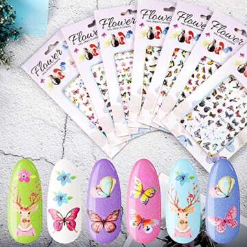 24 Sheets Colorful Butterfly Nail Stickers for Easy Art