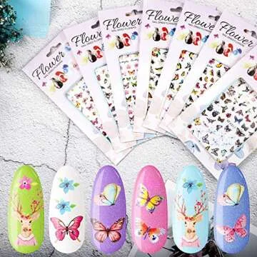 24 Sheets Colorful Butterfly Nail Stickers for Easy Art