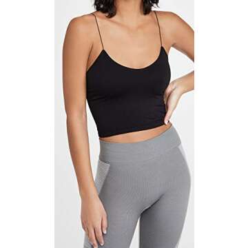 Free People Women's Seamless Skinny Strap Crop Cami, Black