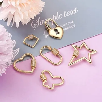 FASHEWELRY 6Pcs Brass Cubic Zirconia Lock Charms