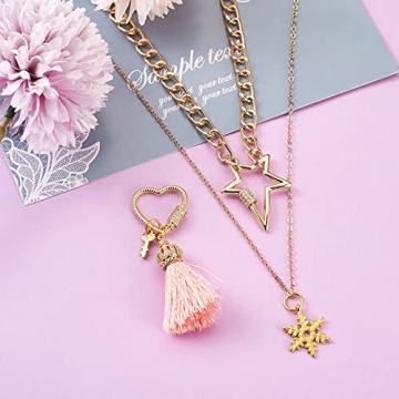 FASHEWELRY 6Pcs Brass Cubic Zirconia Lock Charms