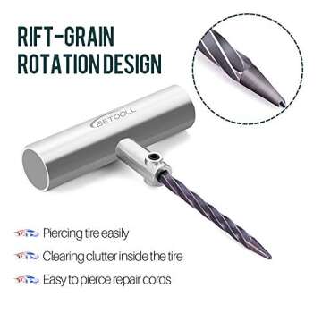 BETOOLL Universal Tire Repair Kit, Heavy Duty 24 Pcs Emergency Tire Plug Kit, for car Motorcycle, Truck, ARB，ATV, Tractor, RV, SUV, Trailer