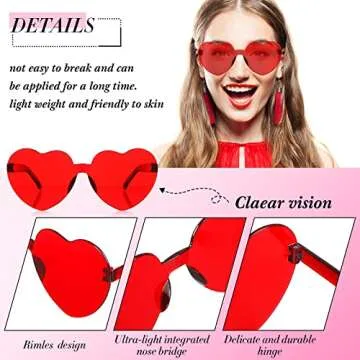 Macarrie Heart Shape Rimless Sunglasses - 24 Pairs for Fun
