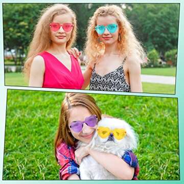 Macarrie Heart Shape Rimless Sunglasses - 24 Pairs for Fun