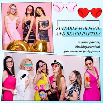 Macarrie Heart Shape Rimless Sunglasses - 24 Pairs for Fun