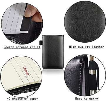 itechpanda 2 Pack Small Pocket PU Leather Business Notebook Cover Jotter Multifunction A7 Mini Notepad (Black + Brown)
