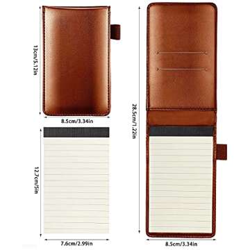 itechpanda 2 Pack Small Pocket PU Leather Business Notebook Cover Jotter Multifunction A7 Mini Notepad (Black + Brown)