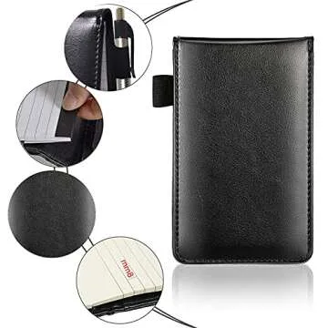 itechpanda 2 Pack Small Pocket PU Leather Business Notebook Cover Jotter Multifunction A7 Mini Notepad (Black + Brown)