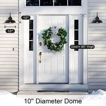 GOALPLUS Black Gooseneck Barn Light for Farmhouse 10 Inch Dome Exterior Lights Fixture with Wall Mount, Outdoor Wall Sconce for Garage Porch Patio