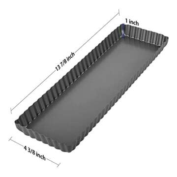 Tiawudi 2 Pack Rectangular Tart Pan, Non-Stick Quiche Pan with Loose Bottom, the Fluted Edges on Your Tarts and Quiches,13 7/8 Inch