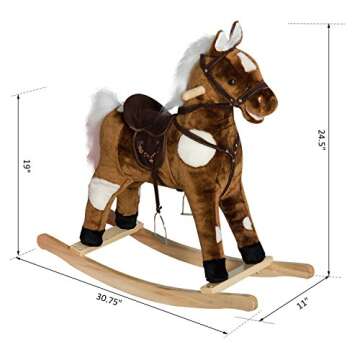Qaba Kids Plush Ride-On Rocking Horse with Music