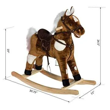 Qaba Kids Plush Ride-On Rocking Horse with Music