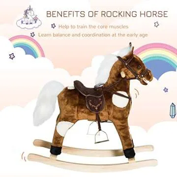 Qaba Kids Plush Ride-On Rocking Horse with Music