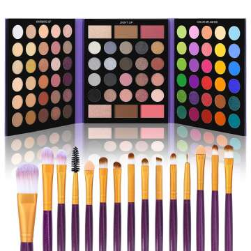 UCANBE 86 Colors Nude Eyeshadow Palette & 15 Makeup Brushes Set