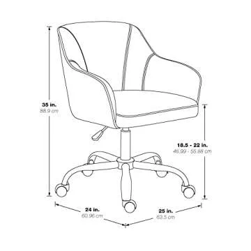 OSP Home Furnishings Bristol Chrome Base Upholstered Task Chair, Udder Madness Domino