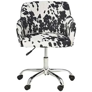 OSP Home Furnishings Bristol Chrome Base Upholstered Task Chair, Udder Madness Domino