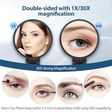 B Beauty Planet 30X Magnifying Mirror, Hand Mirror with Handle, Double Sided Hand Mirror with 30X/1X...