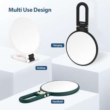 B Beauty Planet 30X Magnifying Mirror, Hand Mirror with Handle, Double Sided Hand Mirror with 30X/1X Magnification, Essential Travel Mirror, Portable Foldable Makeup Mirror for Precision Makeup Black