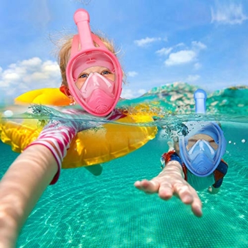 QingSong Full Face Snorkel Mask for Kids - 180° View