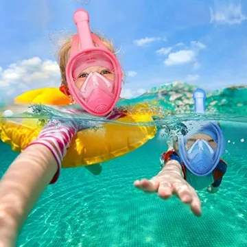 QingSong Full Face Snorkel Mask for Kids - 180° View