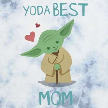 Star Wars Yoda Best Mom Women's Fast Fashion Short Sleeve Tee Shirt, White/Blue, Large