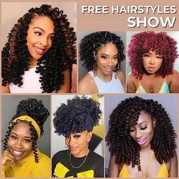 Toyotress Wand Curl Crochet Hair - 10 Inch 6 Packs Natural Black Jamaican Bounce Crochet Hair, Short Bob Curly Crochet Braids Bouncy Curls Synthetic Braiding Hair Extensions (10 Inch, 1B-6P)