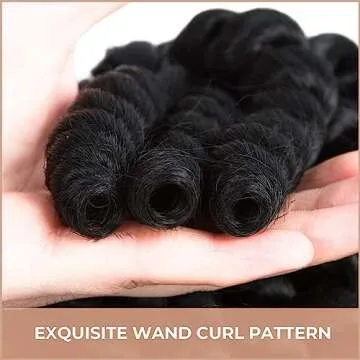 Toyotress Wand Curl Crochet Hair - 10 Inch 6 Packs Natural Black Jamaican Bounce Crochet Hair, Short Bob Curly Crochet Braids Bouncy Curls Synthetic Braiding Hair Extensions (10 Inch, 1B-6P)