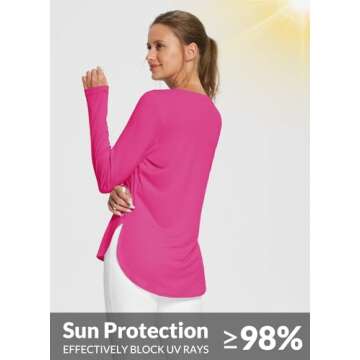 BALEAF Women's Sun Shirts UPF 50+ Long Sleeve Hiking Tops Lightweight Quick Dry UV Protection Outdoo...
