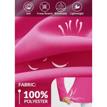 BALEAF Women's Sun Shirts UPF 50+ Long Sleeve Hiking Tops Lightweight Quick Dry UV Protection Outdoor Clothing Rosy XL