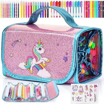 Fruit Scented Washable Markers Set for Kids with Unicorn Pencil Case, 48PCS Art Supplies for Kids Ag...