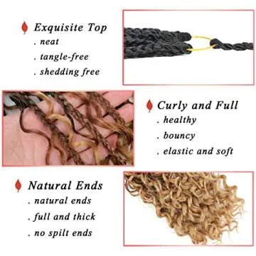 Liang Dian Goddess Box Braids Crochet Hair With Curly Ends 24 Inch 8 Packs Bohomian Braids Hair Crochet Braids for Black Women (24 Inch 1B/30/27)