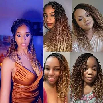 Liang Dian Goddess Box Braids Crochet Hair With Curly Ends 24 Inch 8 Packs Bohomian Braids Hair Crochet Braids for Black Women (24 Inch 1B/30/27)