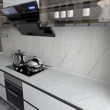 Magielif Marble Contact Paper Marble Jazz White Waterproof Peel and Stick Wallpaper for Kitchen Coun...
