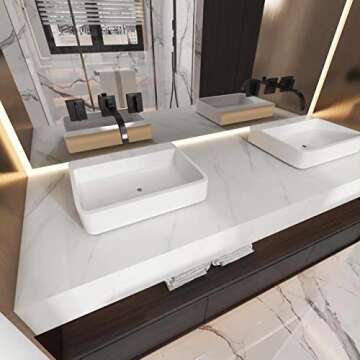 Magielif Marble Contact Paper Marble Jazz White Waterproof Peel and Stick Wallpaper for Kitchen Countertop 15.75x118.11inches