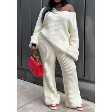 Tbahhir Women's 2 Piece Sweater Lounge Sets for Style