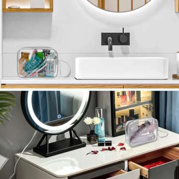 ANRUI 3pcs TSA-Approved Clear Travel Toiletry Bag With Handle Strap, Airline Kit 3-1-1 Clear Liquids Toiletries & Cosmetics Organizer Carry-On Luggage for Women and Men - Grey