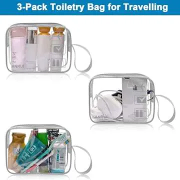 ANRUI TSA-Approved Clear Travel Toiletry Bag Set