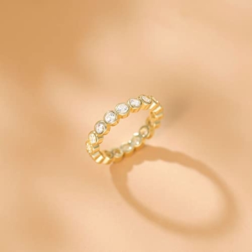Mameloly Gold Plated Wedding Bands with Cubic Zirconia