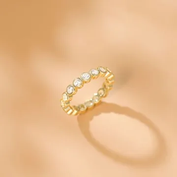 Mameloly Gold Plated Wedding Bands with Cubic Zirconia