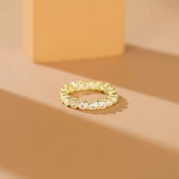 Mameloly Gold Plated Wedding Bands with Cubic Zirconia