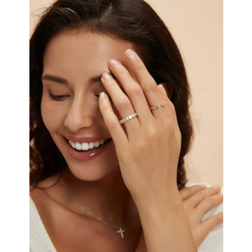 Mameloly Gold Plated Wedding Bands with Cubic Zirconia