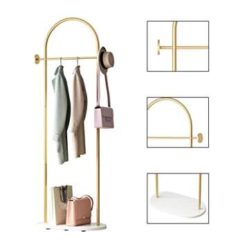 Stylish DR.IRON Gold Clothes Rack with Marble Base