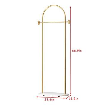Stylish DR.IRON Gold Clothes Rack with Marble Base